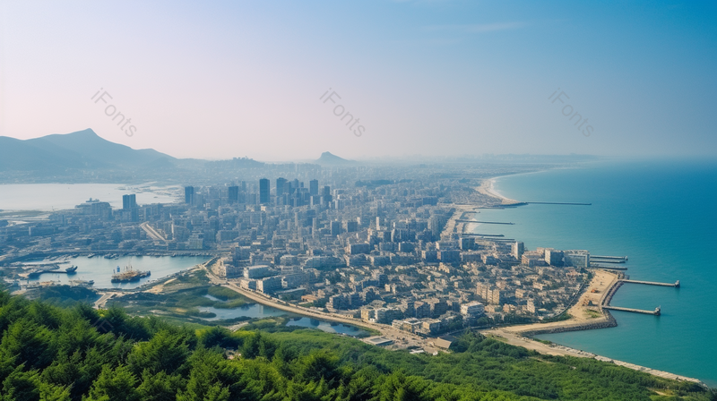 两面临海城市风景海边沙滩实拍,高清,摄影图,摄影图片,图片大全,摄影图免费下载